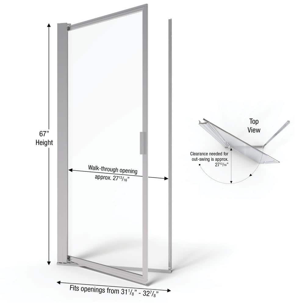 Sopora 67" High Silver Framed Pivot Shower Door