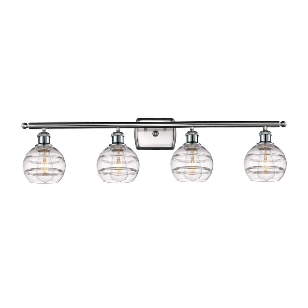 Rochester 35.88 in. 4-Light Brushed Satin Nickel Vanity Light with Glass Shade price history on PriceWatchPro