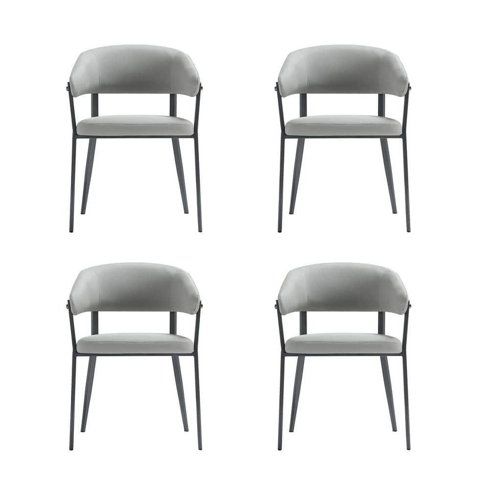 Belle Modern Stone Grey Textured Faux Leather Upholstered Dining Arm Chair with Metal Legs (Set of 4) price history on PriceWatchPro