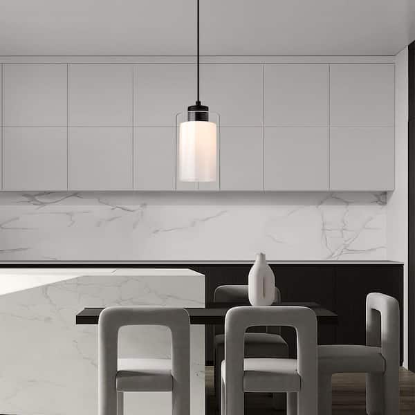 Edvivi Avenue 1-Light Matte Black Mini Pendant Light with Clear