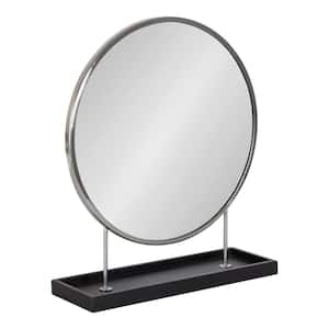 Maxfield 21.5 in. x 18 in. Modern Round Silver Framed Decorative Wall Mirror