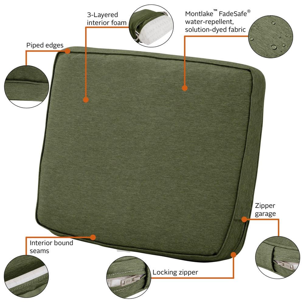 Heather Fern Green Water-Resistant Outdoor Lounge Chair Cushion