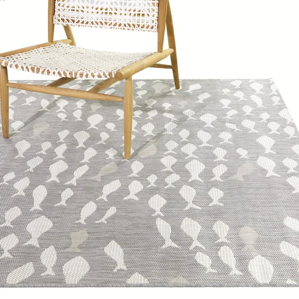 Holbrook Taupe 8 ft. x 10 ft. Fish Pool Indoor/Outdoor Area Rug