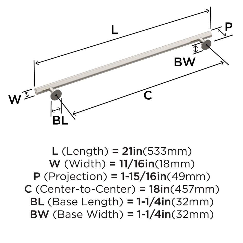 Sleek Brushed Nickel Modern Appliance Pull with Mounting Hardware