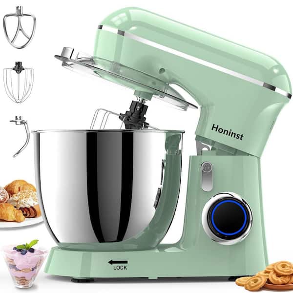 JEREMY CASS BigChef 6.5 Qt. 650-Watt 10-Speed Light Green Stand Mixer with Dough Hook, Whisk and Beater