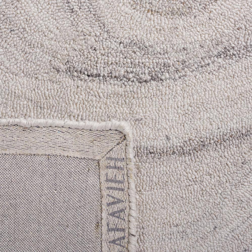 Abstract Light Grey and Beige Hand-Tufted Wool Runner Rug