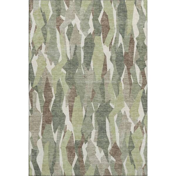 Mayfield Premium Machine Washable Abstract AMF2329 Fern 10 ft. x 14 ft. Area Rug