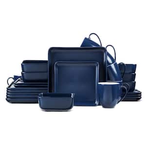 Stone Lain Amy 24-Piece Dinnerware Set Porcelain, Service For 6, Navy Blue