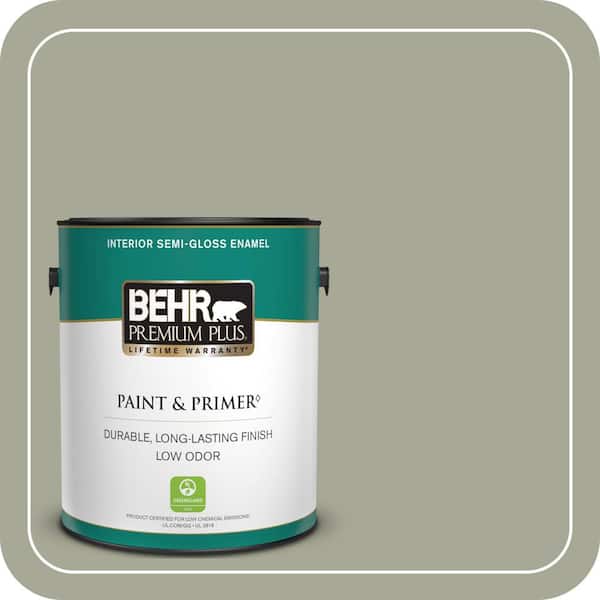BEHR PREMIUM PLUS 1 gal. #PPU10-16 Simply Sage Semi-Gloss Enamel Low Odor Interior Paint & Primer