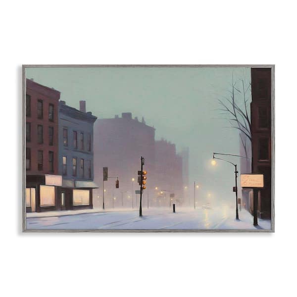 Stupell Industries Foggy City Street by Noah Bay Gray Framed Abstract Giclee Art Print 12 in. x 18 in.