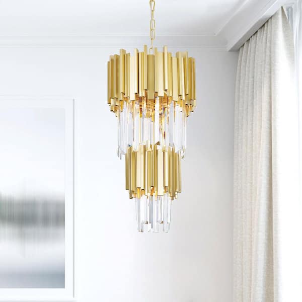 Deco 4 Light Down Mini Chandelier With Medallion Gold Finish