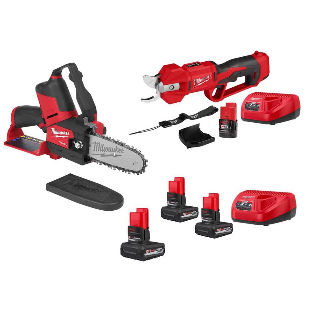 M12 FUEL 6 in. 12V Lithium-Ion Brushless Cordless Battery HATCHET Mini Chainsaw, M12 Pruner, (3) M12 HO 5.0 Ah Batteries price history on PriceWatchPro