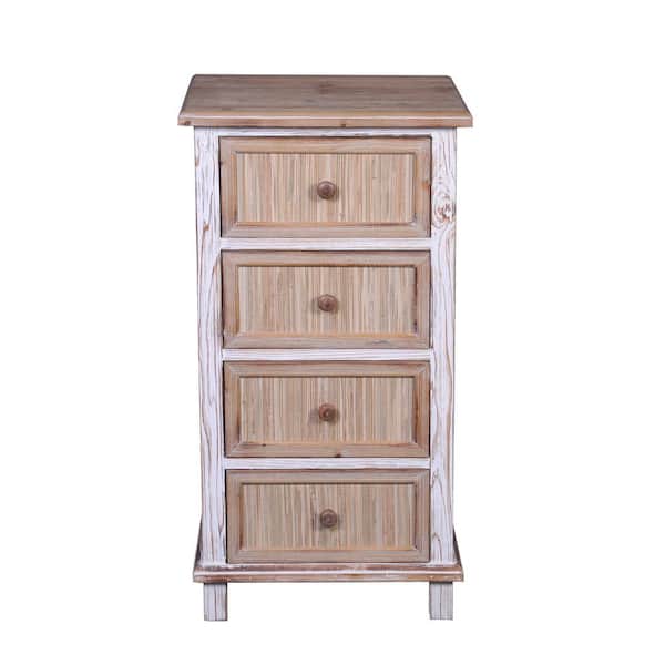 LuxenHome Natural and WhiteWashed Specialty Wood Accent End Table
