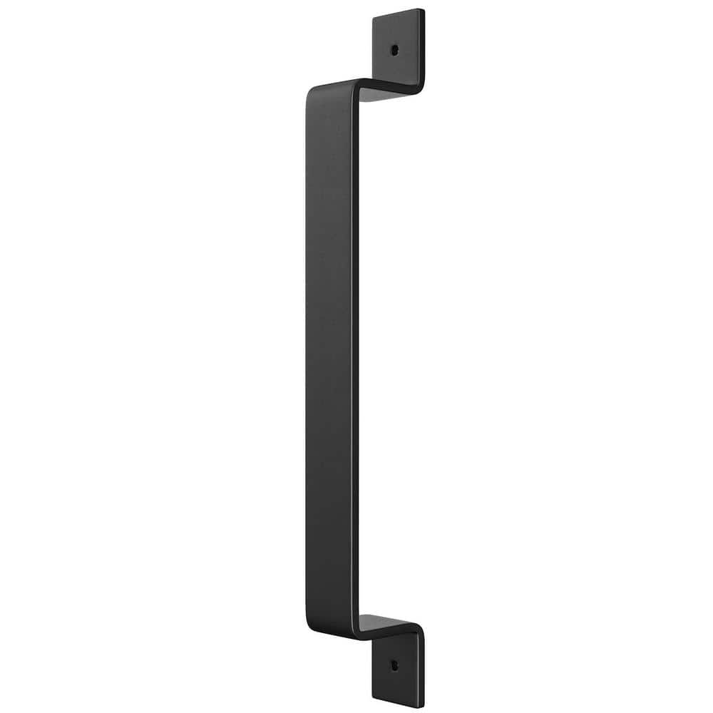 11 3/4-inch (300 mm) Double-Sided Sliding Door Handle with Round Bar Pull  and Round Finger Pull, Black Finish