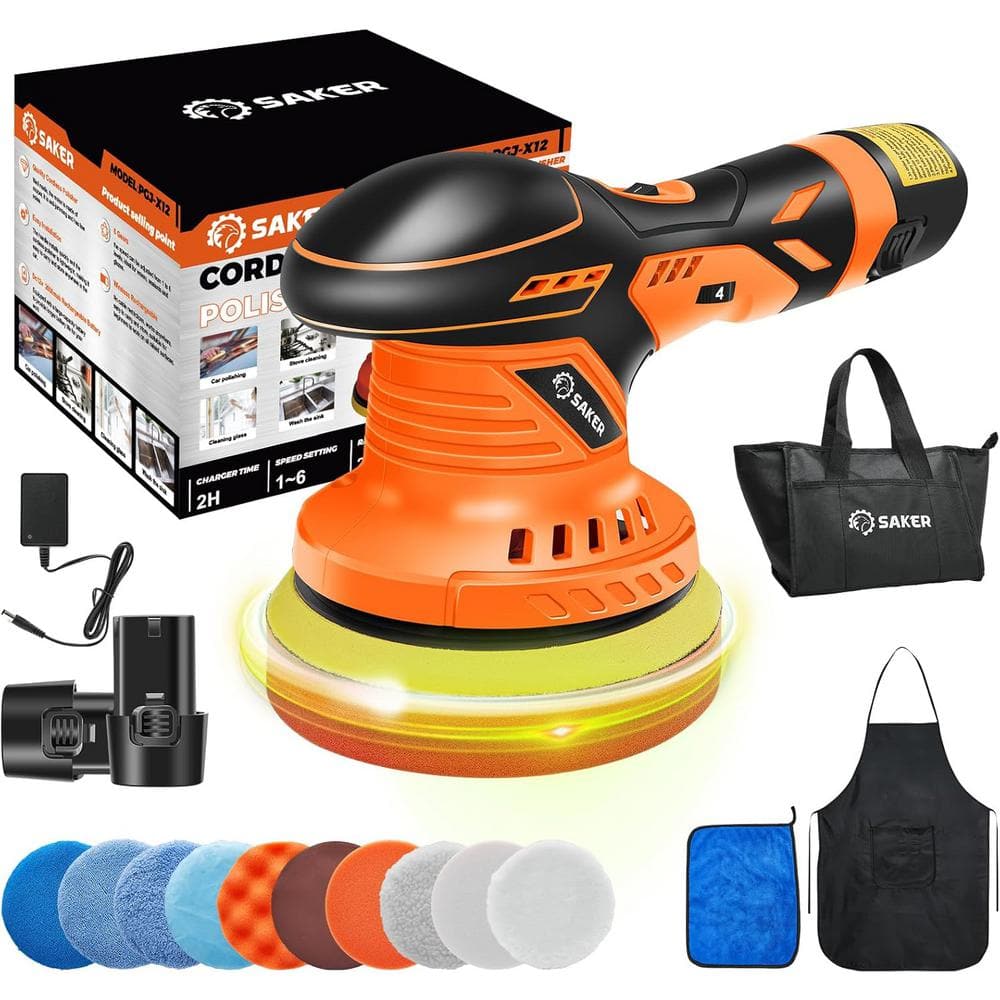 Cordless Buffer Polisher, 6  in. Fast Charging Portable Car Polishing Kit(O