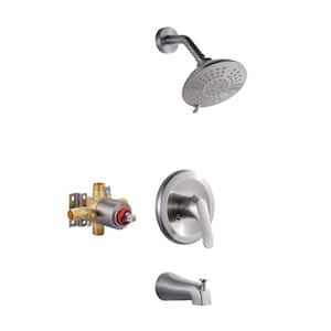 Single-Handle 5-Spray Shower Faucet 1.8 GPM with Tub Spout in Brushed Nickel Valve Included