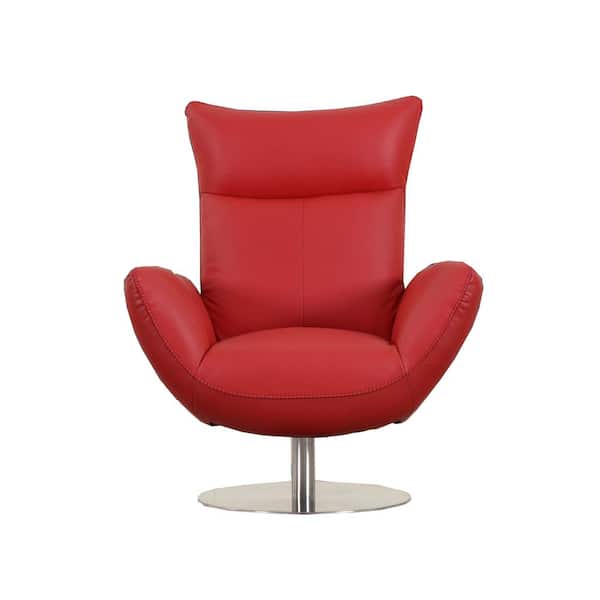Homeroots Charlie Contemporary Red, Contemporary Leather Arm Chairs
