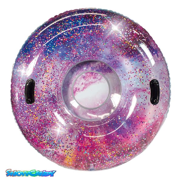 POOLCANDY SnowCandy Galaxy Glitter Inflatable Snow Tube- Deep Space Pink