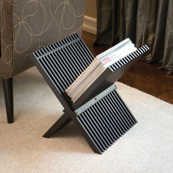 Seville Classics Classic Lines Freestanding Magazine Rack in Mocha