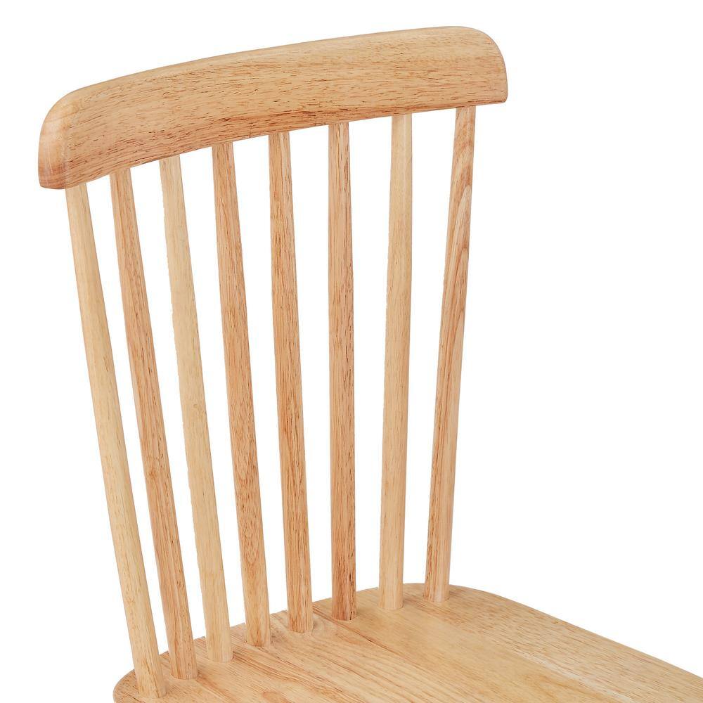 Natural High Back Windsor Solid Wood Dining Chairs Set of 4