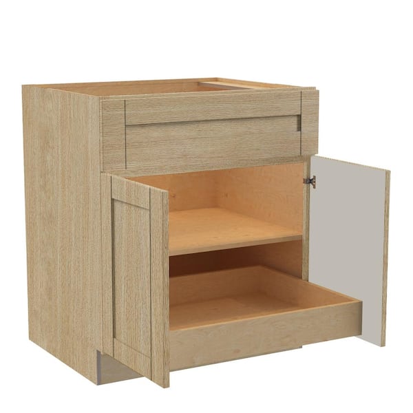 Home Decorators Collection Washington 30 in. W x 24 in. D x 34.5 in. H Assembled Plywood Base Kitchen Cabinet in Vanguard Oak with Soft Close Doors