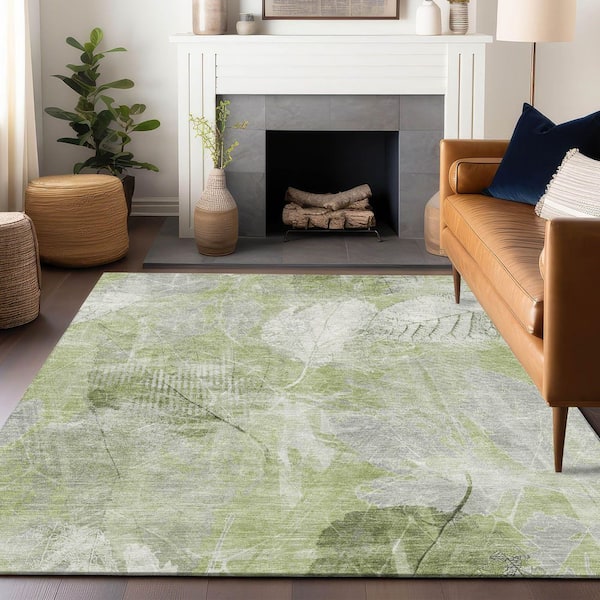 Chantille Machine Washable Indoor/Outdoor Abstract ACN1850 Aloe 9 ft. x 12 ft. Accent Rug