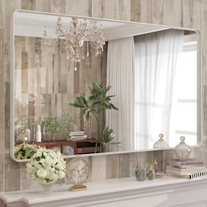 51 in. W x 30 in. H Rectangular Aluminum Alloy Framed and Tempered Glass Wall Bathroom Vanity Mirror in Brushed Silver
