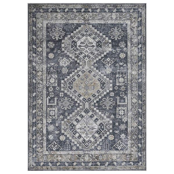 Alaska Gray/Mustard 5 ft. x 8 ft. Medallion Area Rug