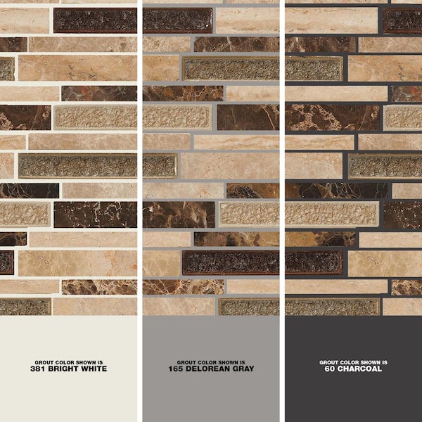 MS International Artista Interlocking Glass Mosaic Tile - 12x12 Inch Brown & Gold Mesh-Mounted Sheet (10 Pack)