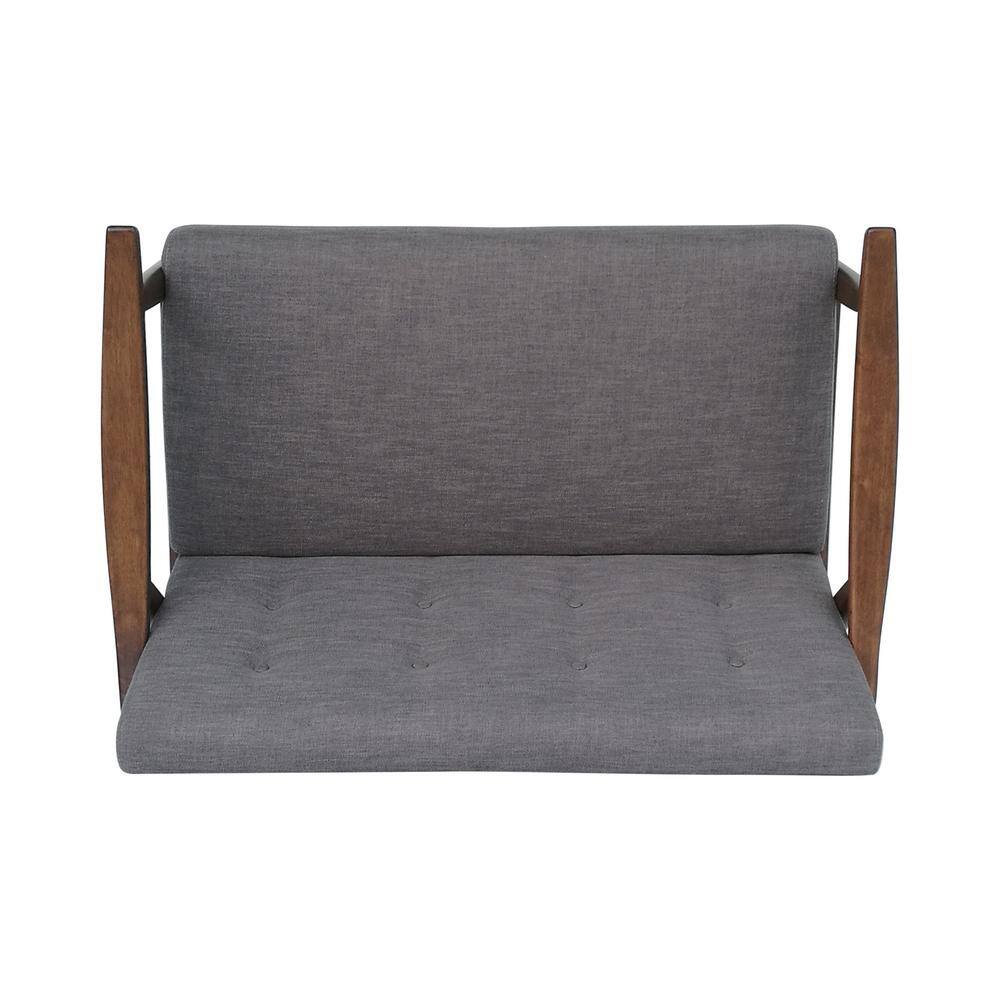 Dark Gray Tufted Fabric Settee with Wood Frame