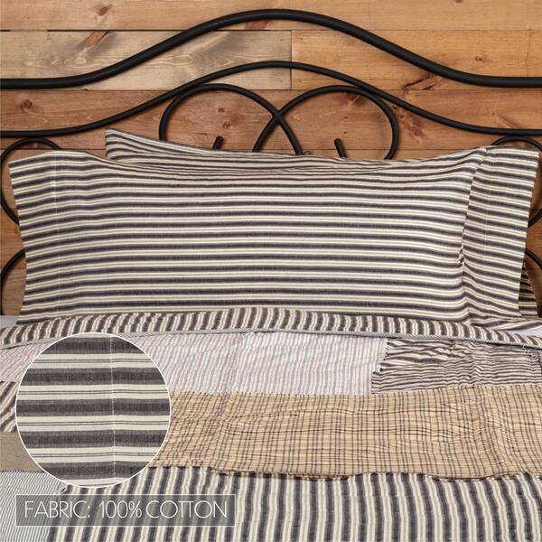 Mattress Ticking Narrow Striped Pattern in Dark Brown and White