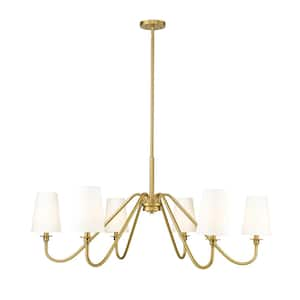 Generation Lighting Clark 5-Light Satin Brass Hanging Chandelier With White  Linen Shades 3190505-848 - The Home Depot