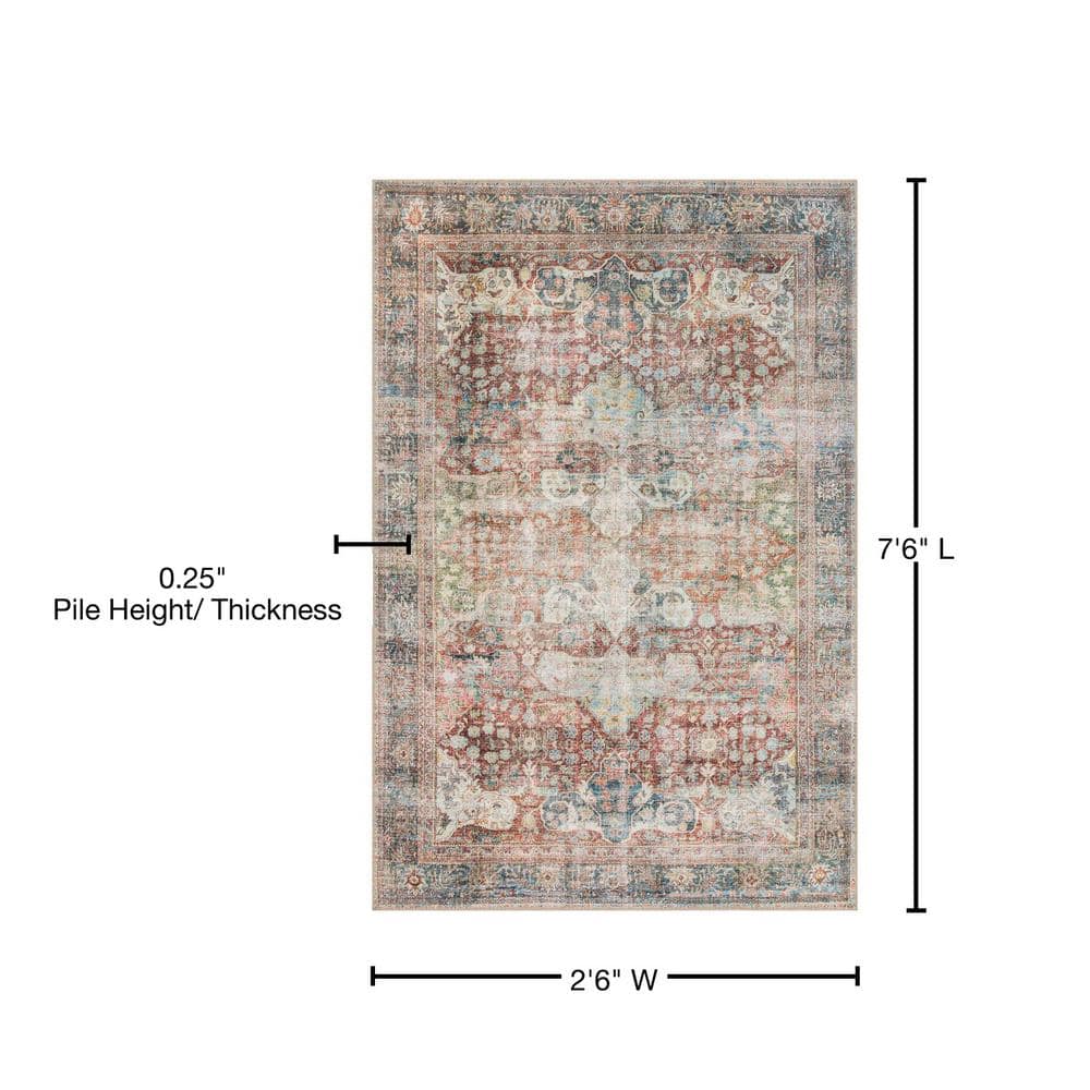Loren Multi-Color Floral Motif Synthetic Runner Rug