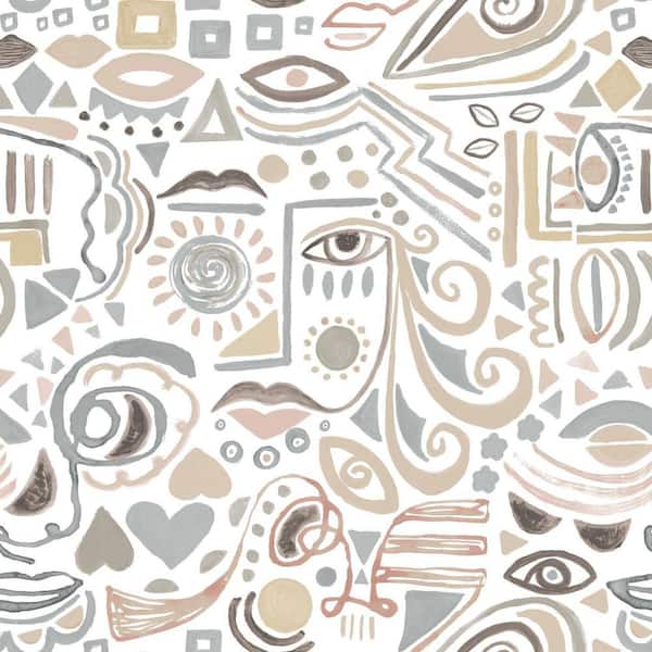 RoomMates 28.29 sq. ft. Mod Faces Peel and Stick Wallpaper