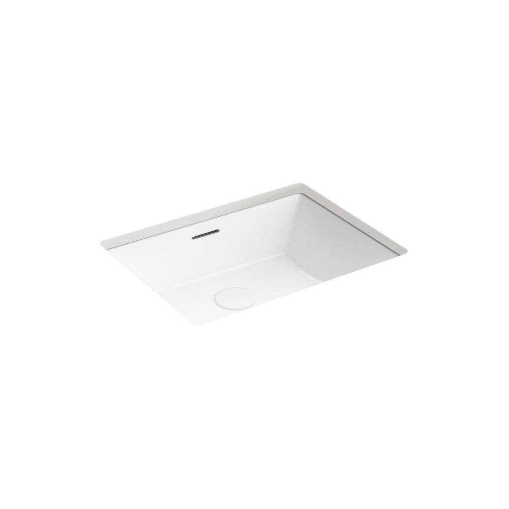 Brazn White Ceramic Rectangular Undermount Bathroom Sink