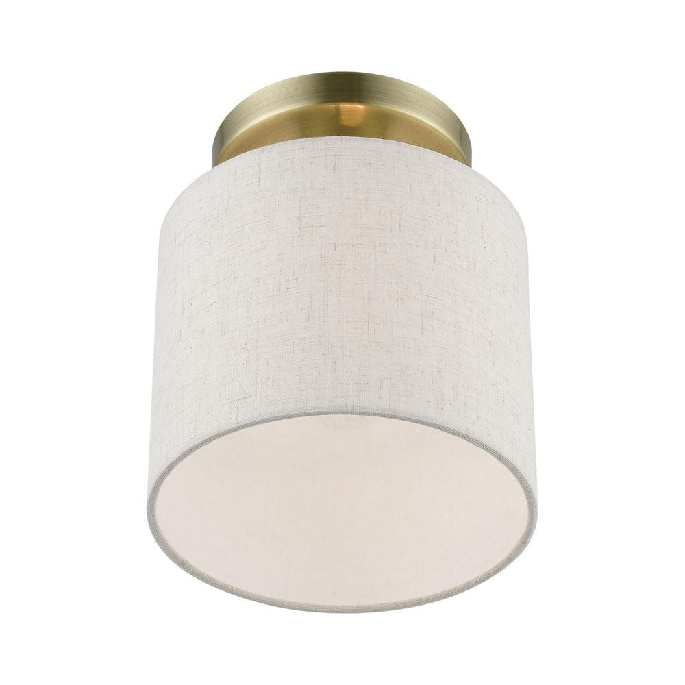 Antique Brass Petite Drum Semi-Flush Mount Light