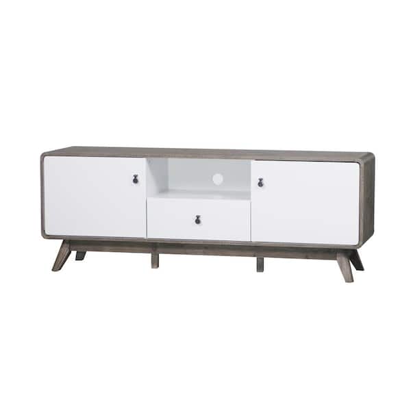 SAINT BIRCH Hayes Gray Oak/White TV Stand Fits TVs up to 55 to 60 in. with Drawers