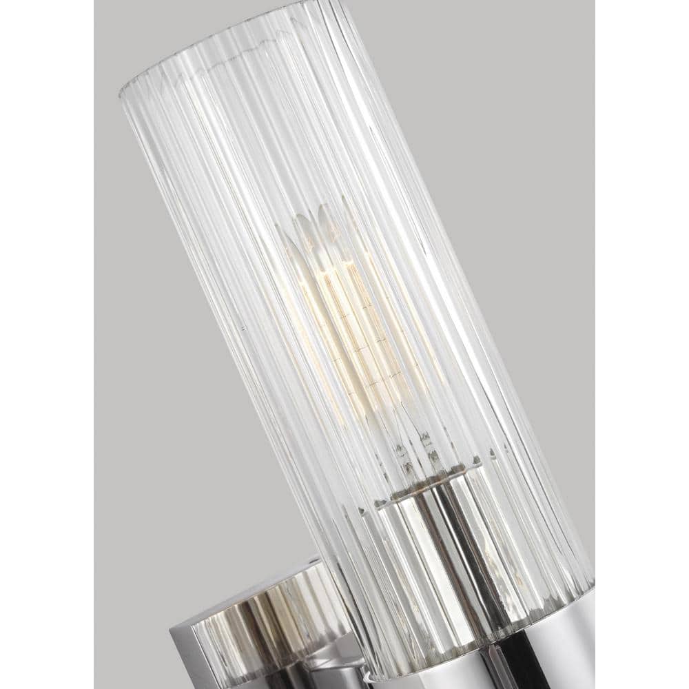Geneva 12.63" Polished Nickel Vanity Sconce with Clear Glass Shade