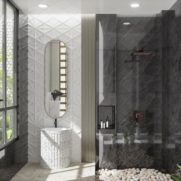 1-Spray Patterns with 1.5 GPM 10 in. Wall Mount Square Ceiling Fixed Shower Head in Brown Copper
