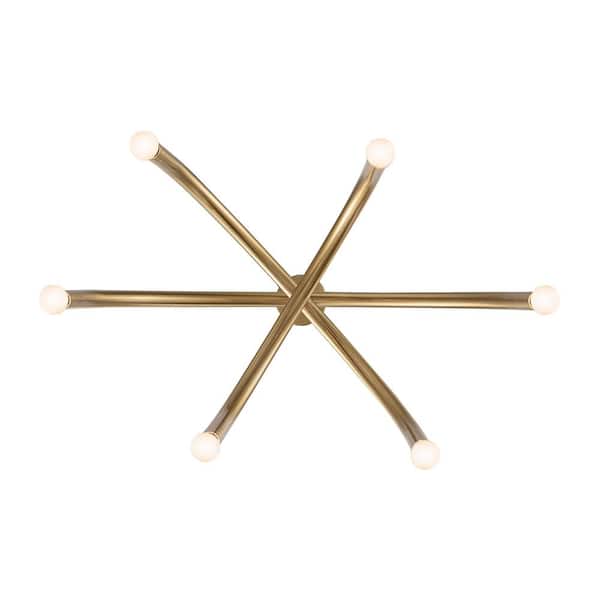 Monteaux Lighting 24 in. 6-Light Gold Arc Hanging Pendant Light