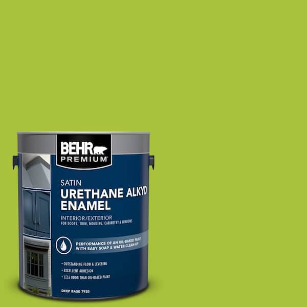BEHR PREMIUM 1 gal. #S-G-410 Green Crush Urethane Alkyd Satin Enamel Interior/Exterior Paint