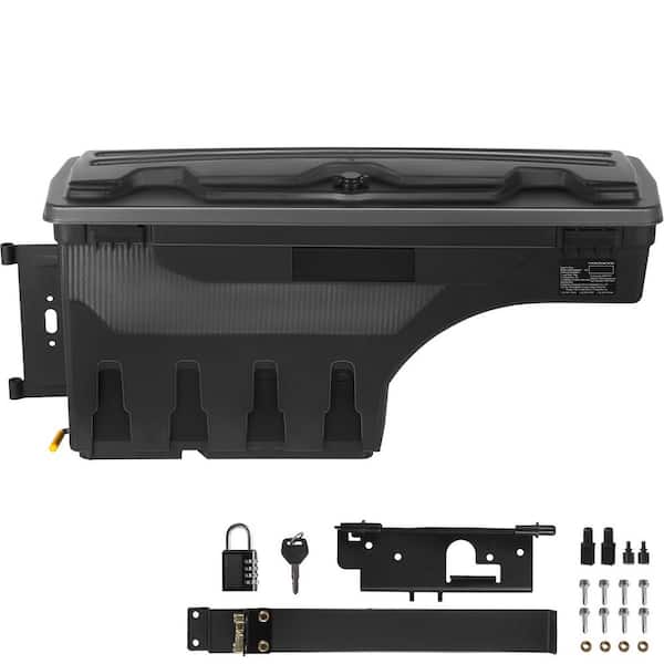 SKYSHALO Truck Bed Storage Box, Lockable Lid, Waterproof ABS Wheel Well Tool Box 6.6 Gal. Password Padlock, Side, Truck Tool Box