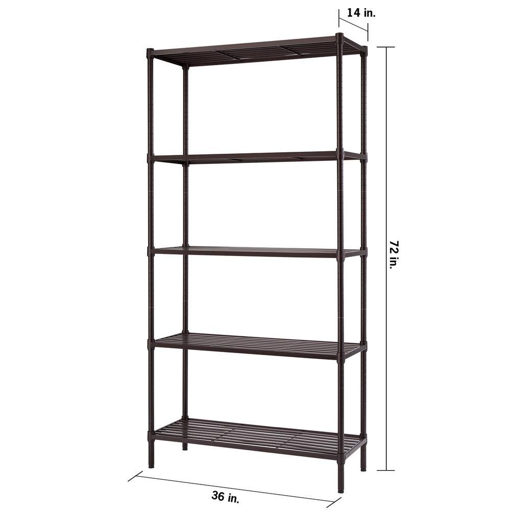 EcoStorage 5-Tier Black Adjustable Slat Wire Shelving Unit