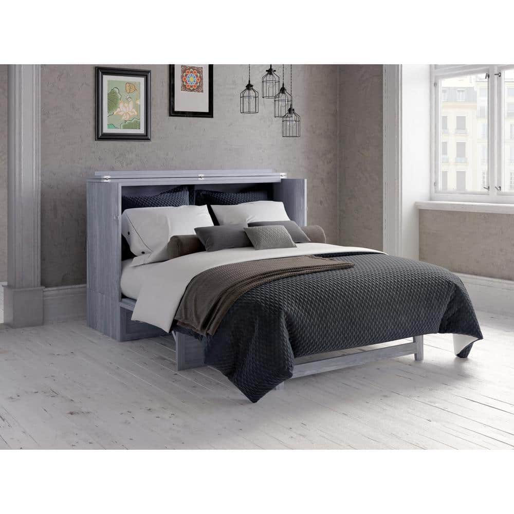 Driftwood Queen Murphy Bed Chest with Storage Drawer