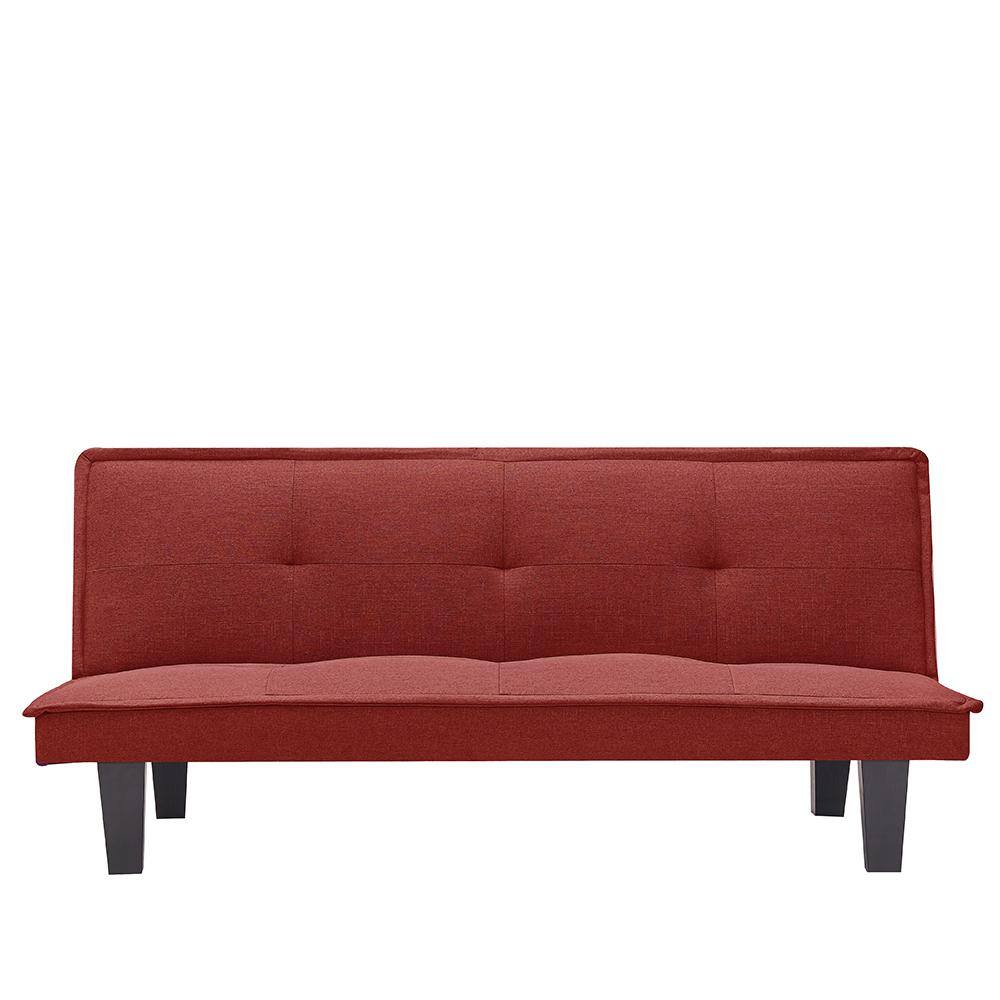 Spaco 64.57 in. Red Modern Fabric Convertible Folding Futon Sofa Bed