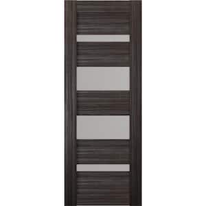 Mirella 18 in. x 84 in. No Bore Solid Composite Core 5-Lite Glass Gray Oak Finished Wood Composite Interior Door Slab