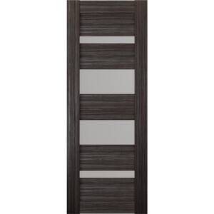 Mirella 30 in. x 84 in. No Bore Solid Composite Core 5-Lite Glass Gray Oak Finished Wood Composite Interior Door Slab