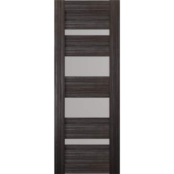 Belldinni Mirella 32 in. x 84 in. No Bore Solid Composite Core 5-Lite Glass Gray Oak Finished Wood Composite Interior Door Slab