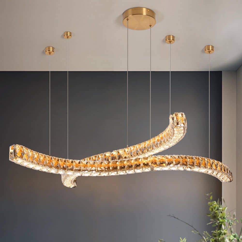 Metorcalipia 2-Light Integrated LED Plating Brass Linear Island Chandelier with Crystals price history on PriceWatchPro