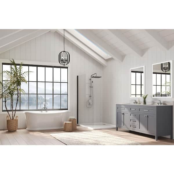 GRANDJOY 5-Spray Wall Mount Rectangle Dual Fixed and Handheld